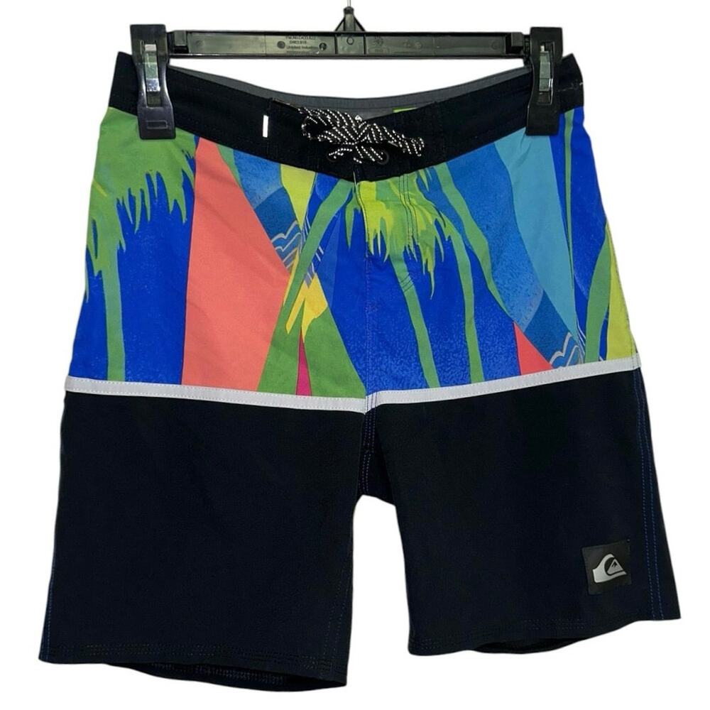 Quiksilver High Line Board Shorts Size 26 Multicolor Tropical Surf Swim Shorts